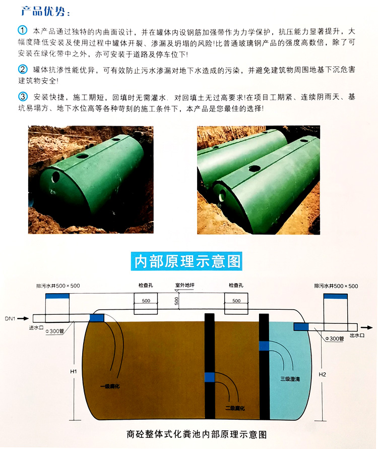 青白江玻璃钢化粪池